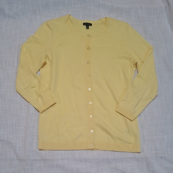 Talbots Sweaters - Talbots  Women's Cardigan Sweater Size XS cotton 3/4 Sleeves Yello